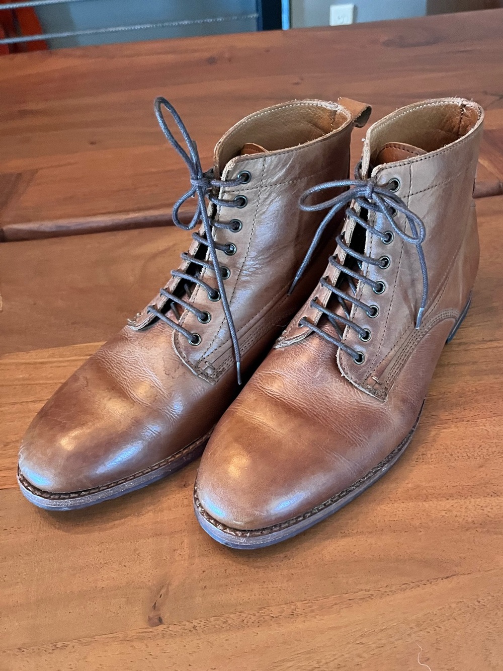 H by Hudson Calfskin Mens Lace Up Brown Leather Ankle Boots sz 42 made in UAS